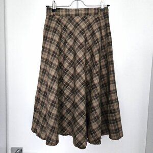 Brown Plaid Checkered Skirt